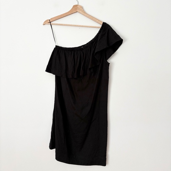 7 for all mankind linen blend one shoulder dress - Picture 2 of 5
